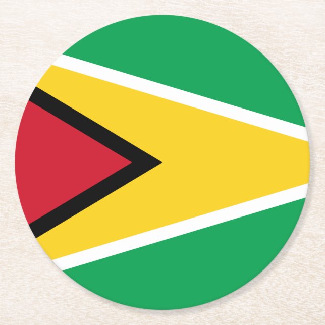 Dessous De Verre Rond Guyana Guyane Drapeau Indépendance Caraïbes (Devant)