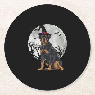 Dessous De Verre Rond Halloween, Casquette de sorcière de chien effraya