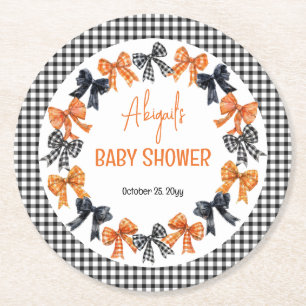 Dessous De Verre Rond Halloween Coquette Black   Baby shower Orange Bows