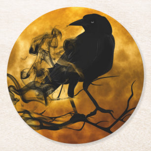 Dessous De Verre Rond Halloween Déplaisant de Black Crow