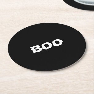 Dessous De Verre Rond Halloween noir et blanc éffrayant Boo