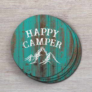 Dessous De Verre Rond Happy Camper Mountain Adventure Turquoise Grange C