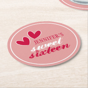 Dessous De Verre Rond Happy Hearts Sweet sixteen