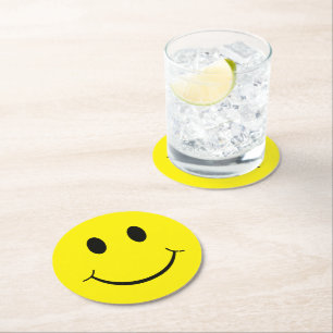 Dessous De Verre Rond Happy Yellow Face Graphic
