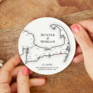 Dessous De Verre Rond Harwich Port MA Wychmere Beach Club Mariage