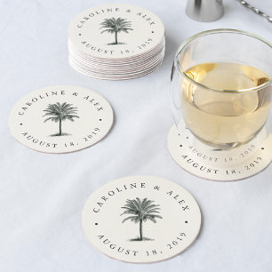 Dessous De Verre Rond Havana Palm Mariage