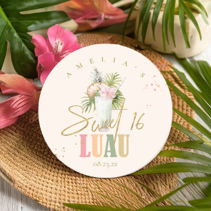 Dessous De Verre Rond Hawaiian Luau Sweet sixteen ID1092