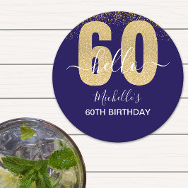 Dessous De Verre Rond Hello 60! - Elegant 60th Birthday Woman