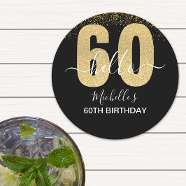 Dessous De Verre Rond Hello 60! - Elegant 60th Birthday Woman