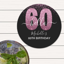 Dessous De Verre Rond Hello 60! - Modern 60th Birthday Woman