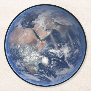 Dessous De Verre Rond Hémisphère Est Sur La Planète Terre.