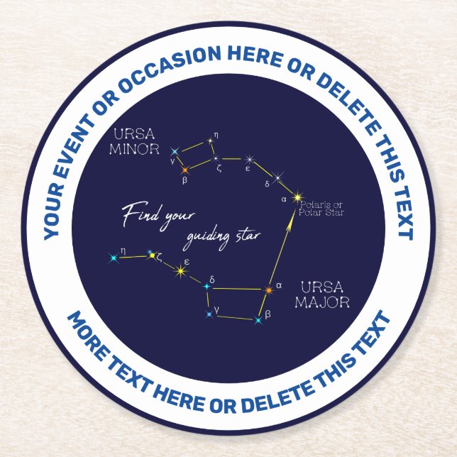Dessous De Verre Rond Hémisphère Nord Trouver Polaris Star (Devant)