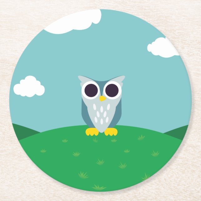 Dessous De Verre Rond Henry le hibou (Devant)
