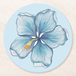 Dessous De Verre Rond Hibiscus & dentelle TURQUOISE