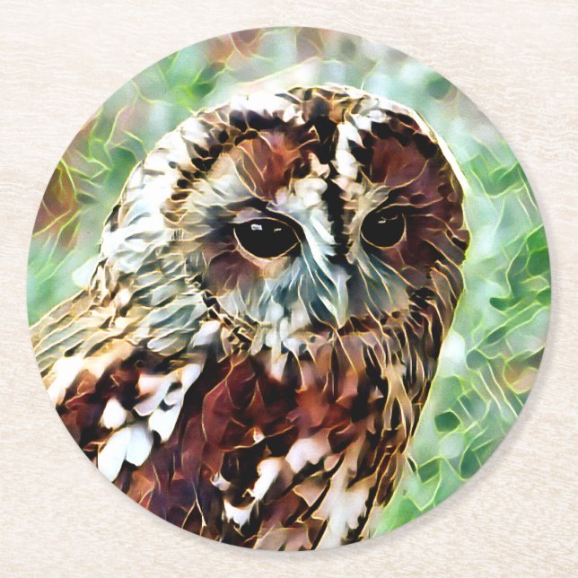 DESSOUS DE VERRE ROND HIBOU (Devant)