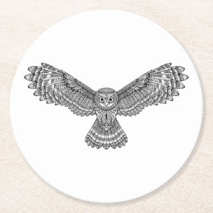 Dessous De Verre Rond Hibou Zendoodle de vol