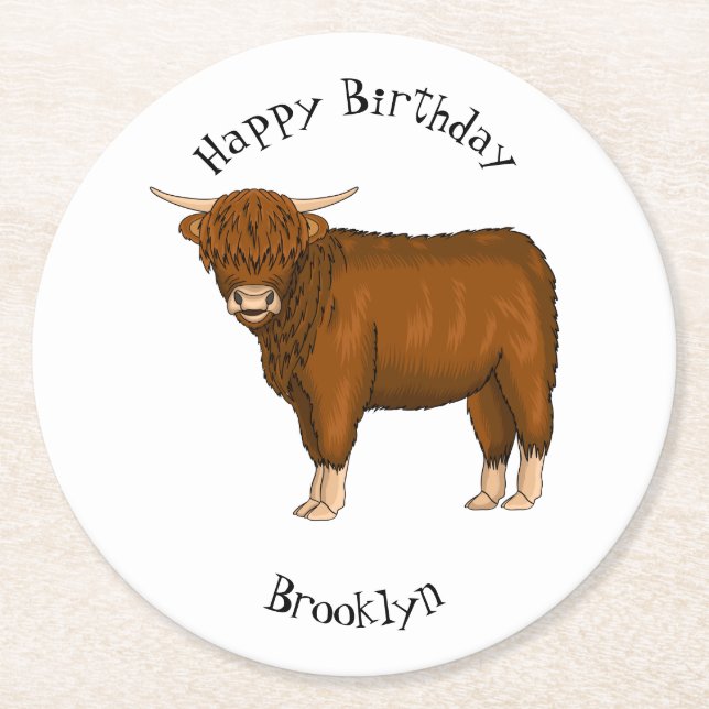 Dessous De Verre Rond Highland cow (Devant)