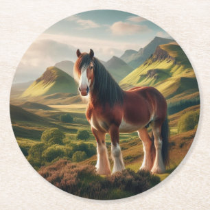 Dessous De Verre Rond Highlands d'Écosse cheval de Clydesdale