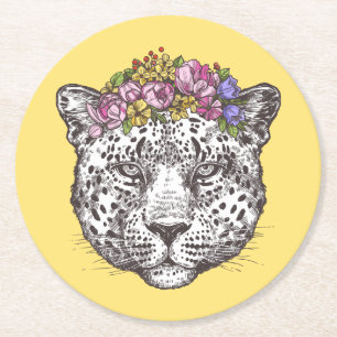 Dessous De Verre Rond Hippie de léopard chic