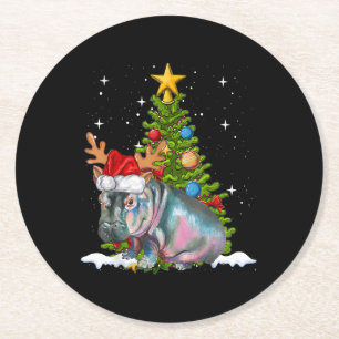 Dessous De Verre Rond Hippo Fiona Arbre de Noël Hippopotame
