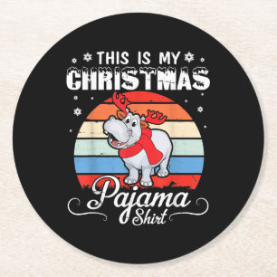 Dessous De Verre Rond Hippo Rétro C'Est Ma Chemise Pyjama De Noël