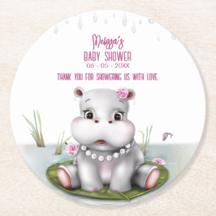 Dessous De Verre Rond Hippo River Adventure Girl Baby shower
