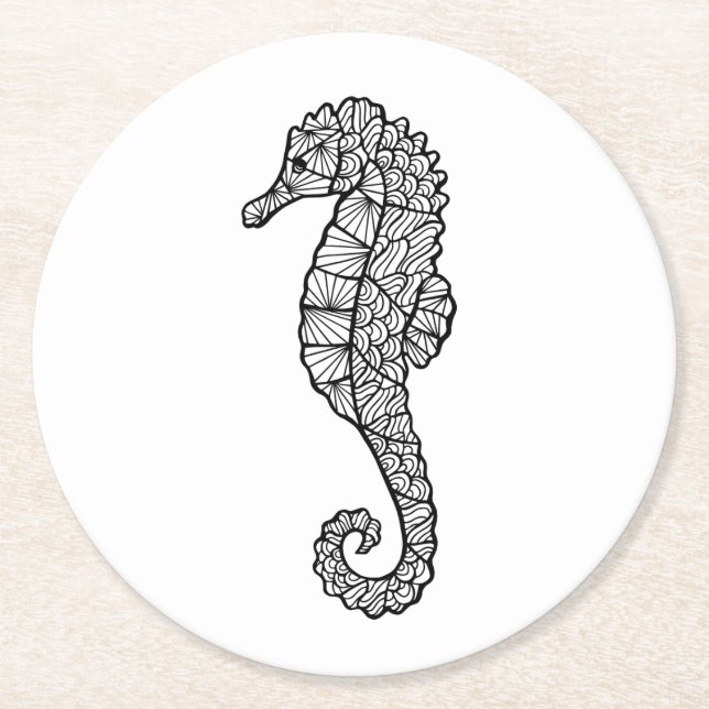 Dessous De Verre Rond Hippocampe inspiré (Devant)