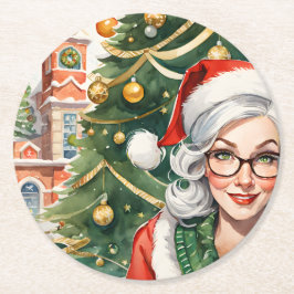 Dessous De Verre Rond Hipster Mme Claus Dessous de verre