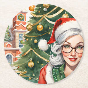 Dessous De Verre Rond Hipster Mme Claus Dessous de verre