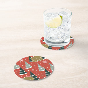 Dessous De Verre Rond Hiver Snowy Pine Wonderland