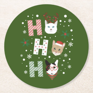 Dessous De Verre Rond Ho Ho Ho Chats Joyeux Noël