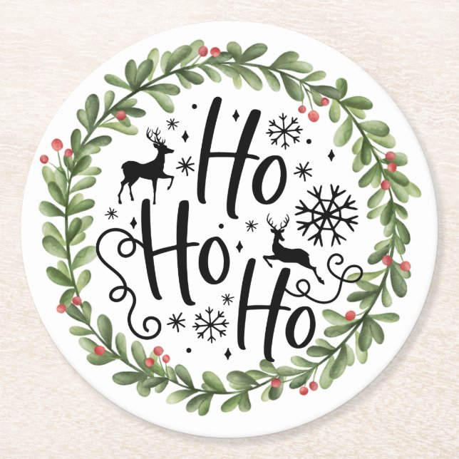 Dessous De Verre Rond Ho Ho Ho Watercolor Wath (Devant)