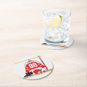 Dessous De Verre Rond Hockey sur glace du Jersey