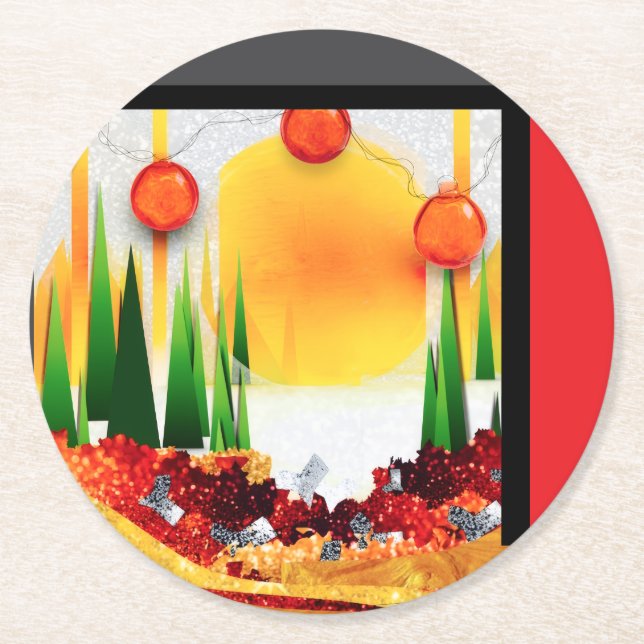 DESSOUS DE VERRE ROND HOLIDAY SUNSHINE WITHIN THE PINES :) (Devant)