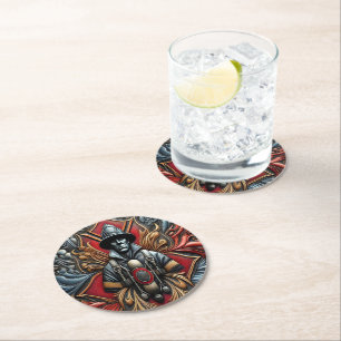 Dessous De Verre Rond Hommage audacieux aux pompiers courageux