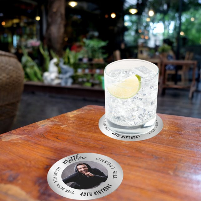 Dessous De Verre Rond Homme mythe légende photo argent fête d'anniversai (Créateur téléchargé)