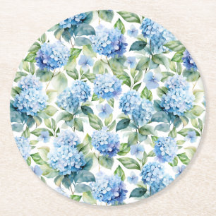 Dessous De Verre Rond Hortensia Bleu
