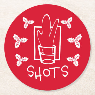 Dessous De Verre Rond Houx de Noël et verre scintillant