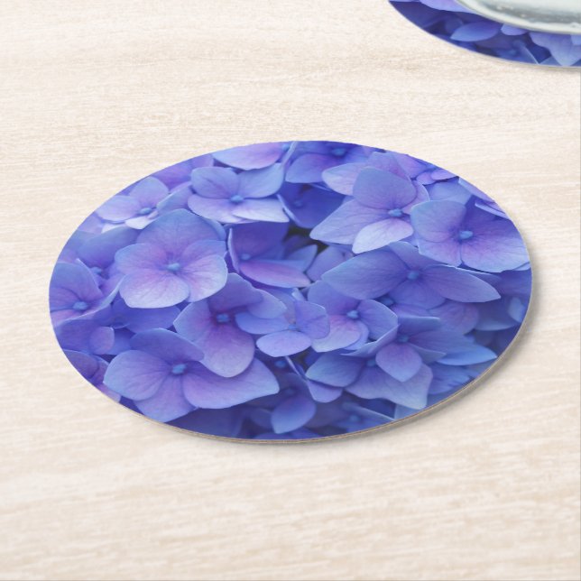 Dessous De Verre Rond Hydrangée bleue (Incliné)
