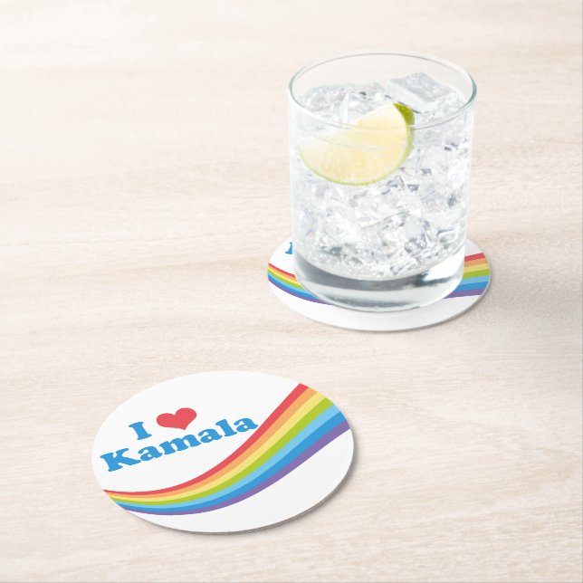 Dessous De Verre Rond I Love Kamala Cute Election Rainbow (En situation)