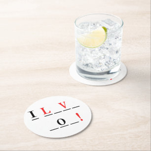 Dessous De Verre Rond I Love You-Hangman Style par Shirley Taylor