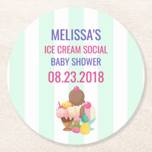 Dessous De Verre Rond Ice Cream Social Baby shower Event