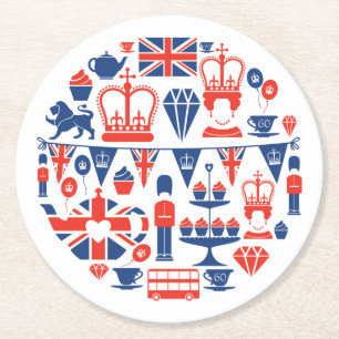 Dessous De Verre Rond Icônes britanniques de jubilé