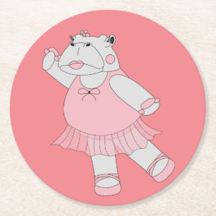Dessous De Verre Rond illusima Ballerine Hippopotame Pêche
