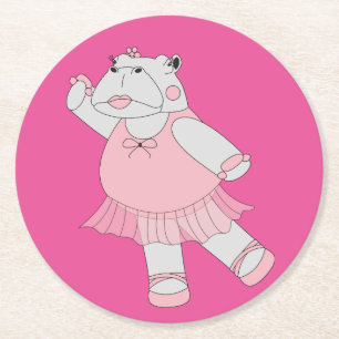 Dessous De Verre Rond illusima Hippopotame Ballerine