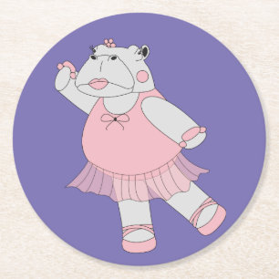 Dessous De Verre Rond illusima Hippopotame Ballerine Violet