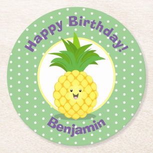 Dessous De Verre Rond Illustration d'ananas Cute kawaii