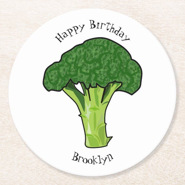 Dessous De Verre Rond Illustration de Broccoli (Devant)