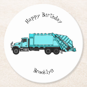 Dessous De Verre Rond Illustration de camion à ordures