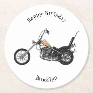 Dessous De Verre Rond Illustration de Chopper Motorcycle 1950